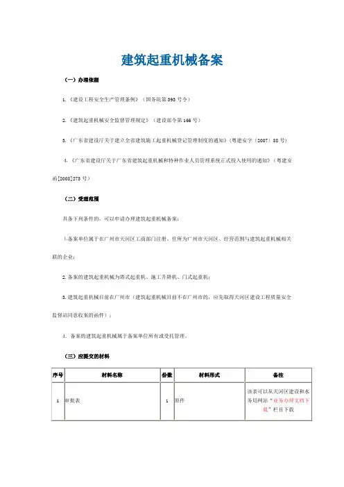 起重设备备案流程