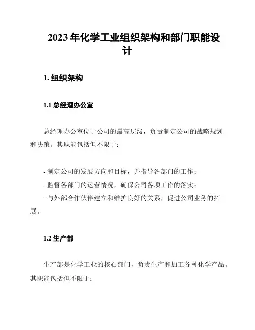 2023年化学工业组织架构和部门职能设计
