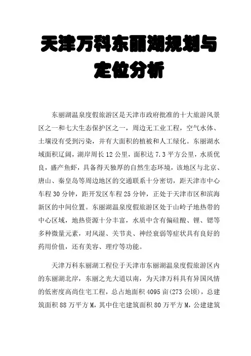 天津万科某项目规划及定位分析