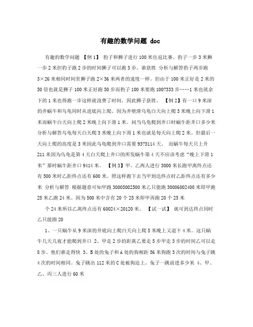有趣的数学问题doc