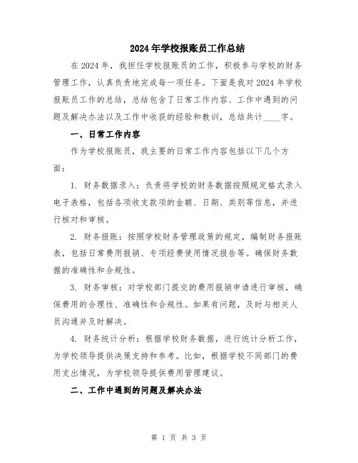 2024年学校报账员工作总结
