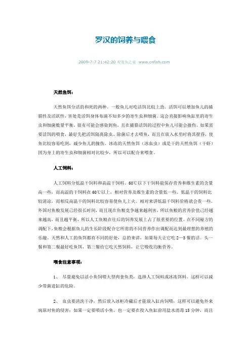 罗汉的饲养与喂食