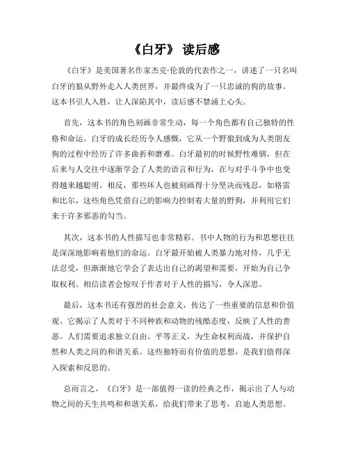 《白牙》 读后感