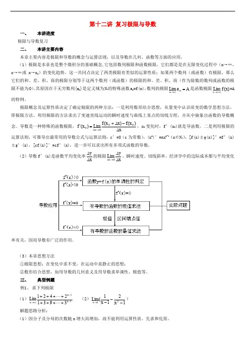 高考数学总复习讲座第十二讲复习极限与导数.doc