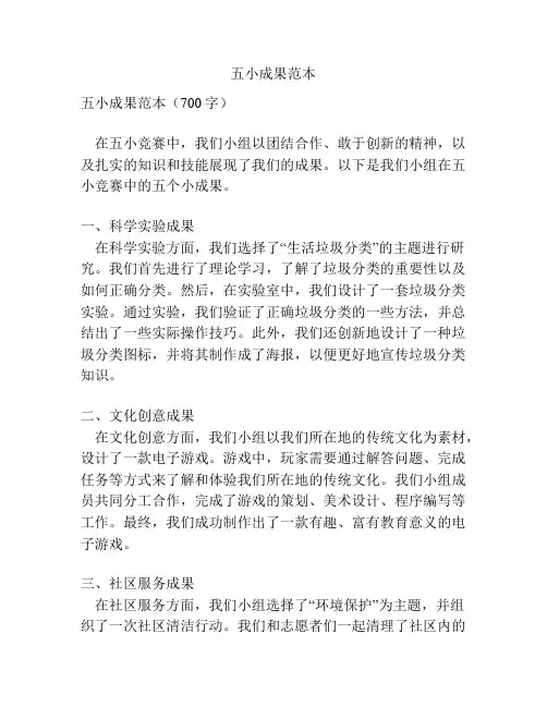 五小成果范本