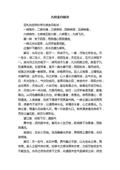 九转金丹秘诀