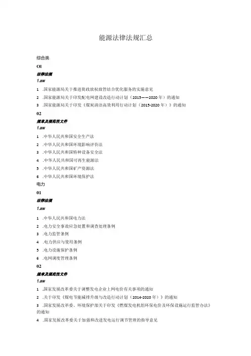 能源法律法规汇总