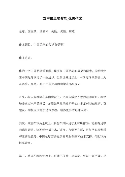 对中国足球希望优秀作文