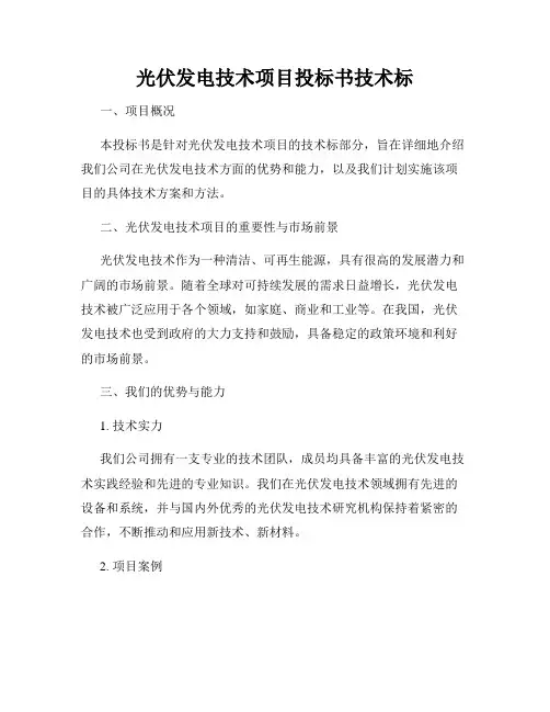 光伏发电技术项目投标书技术标