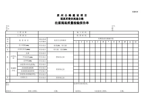 注浆现场质量检验报告单