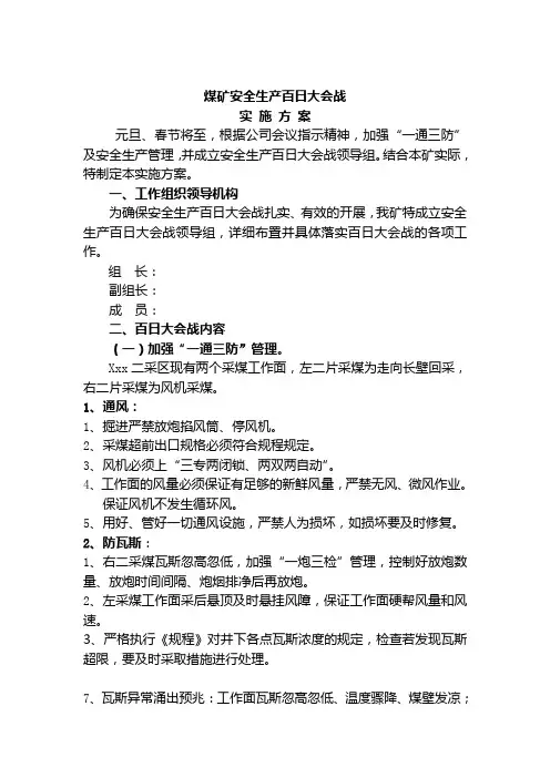 煤矿安全生产百日大会战实施方案