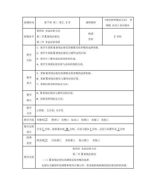 材料分析方法 教案