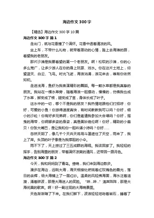 【精选】海边作文300字10篇