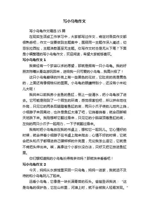 写小乌龟作文精选15篇