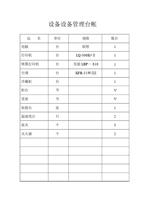 设施设备情况表--实用