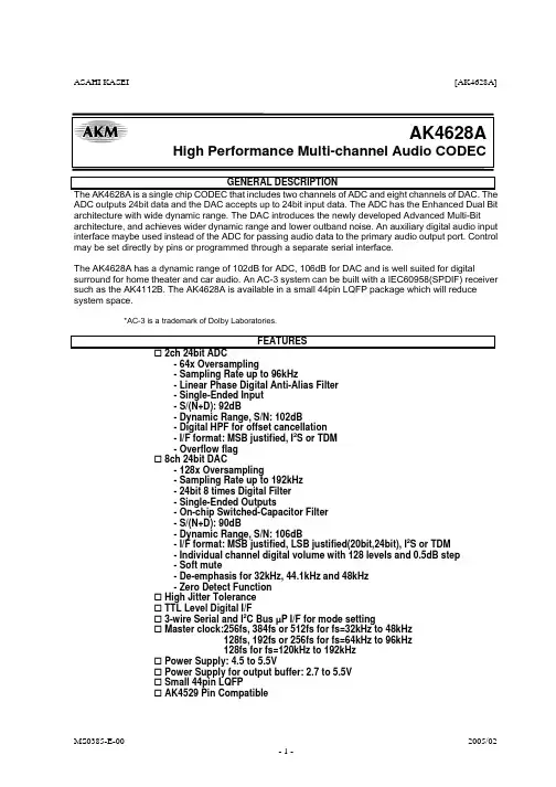 AK4628AVQ中文资料