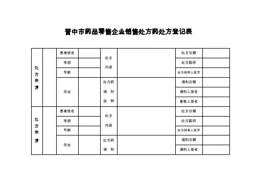 处方药销售登记表