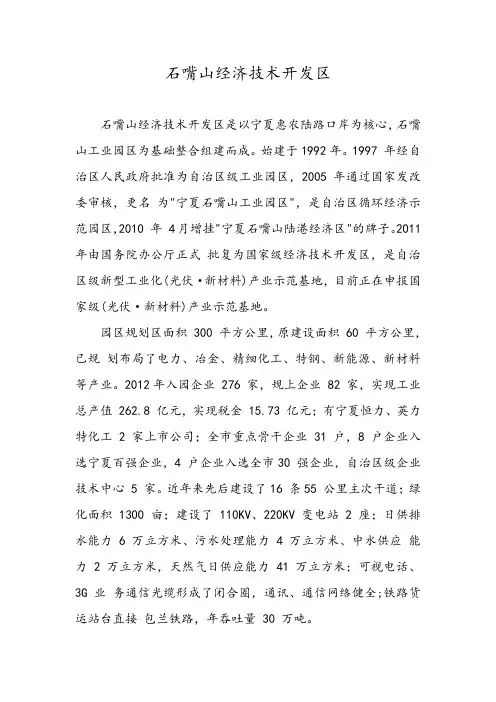 石嘴山经济技术开发区介绍