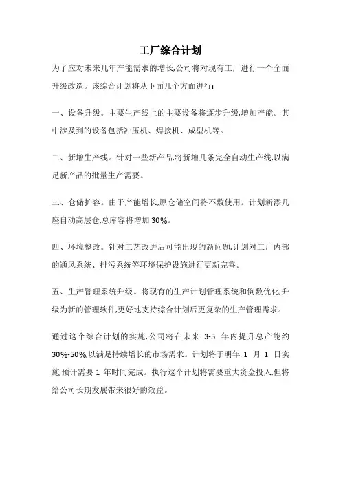 工厂综合计划