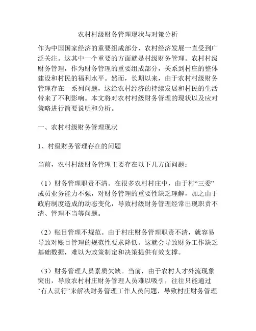 农村村级财务管理现状与对策分析