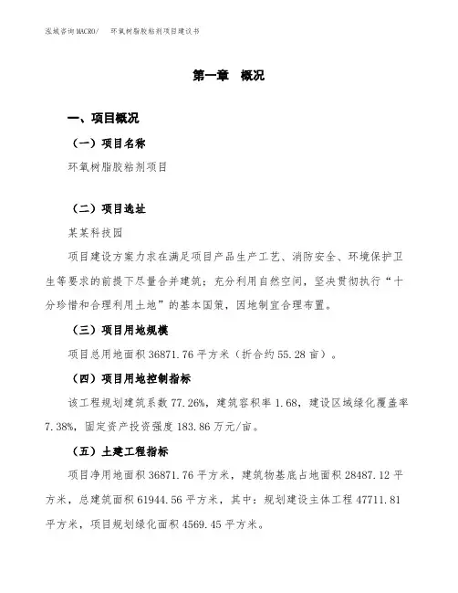 环氧树脂胶粘剂项目建议书