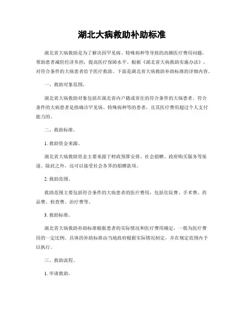 湖北大病救助补助标准