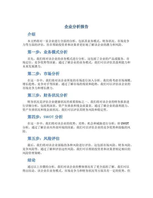 企业分析报告ppt