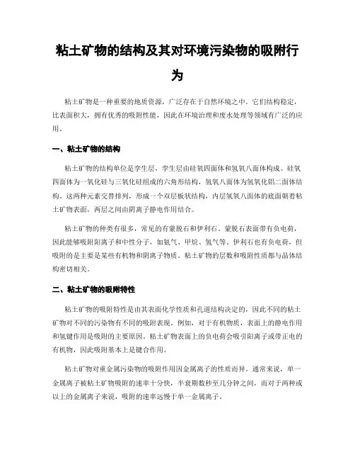 粘土矿物的结构及其对环境污染物的吸附行为