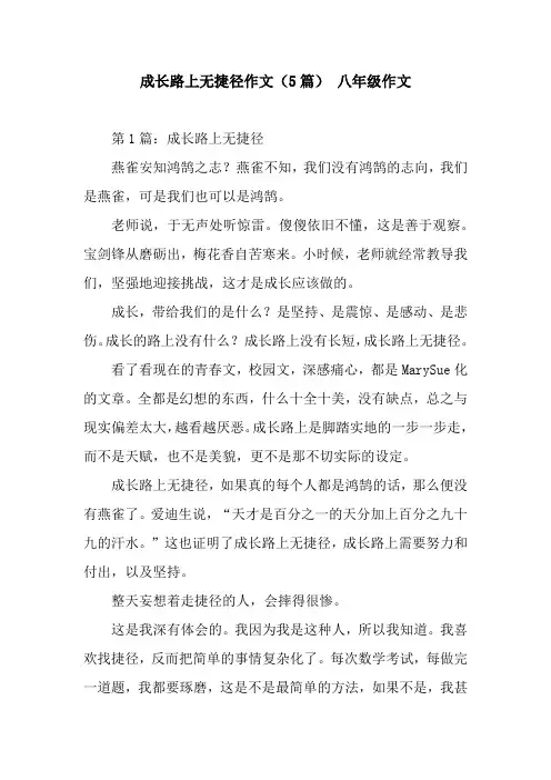 成长路上无捷径作文(5篇) 八年级作文