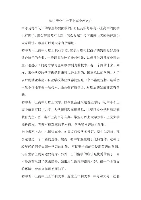 初三考不上高中怎么办