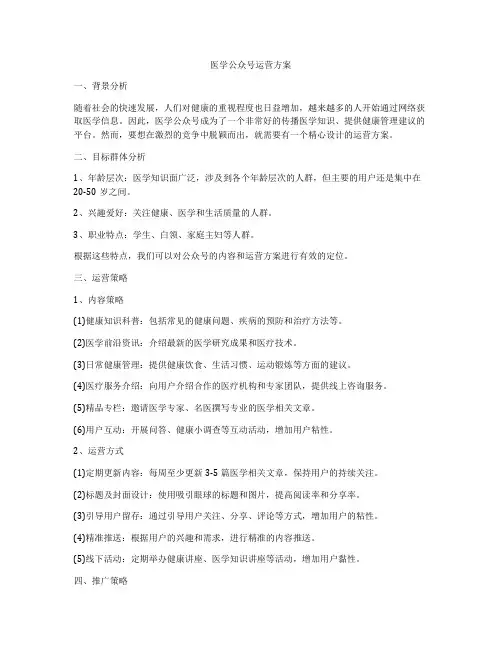 医学公众号运营方案