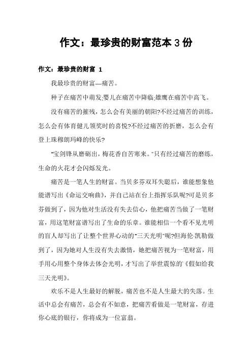 作文：最珍贵的财富范本3份