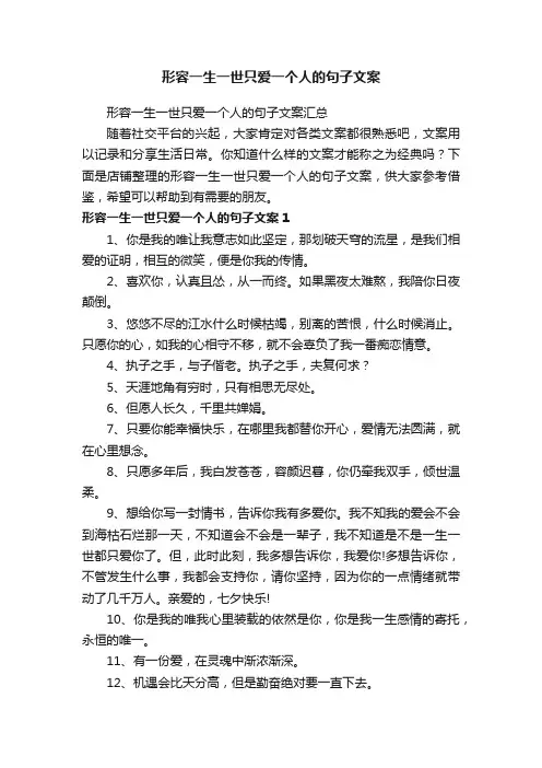 形容一生一世只爱一个人的句子文案