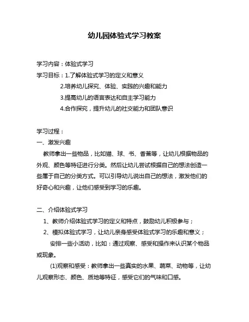 幼儿园体验式学习教案