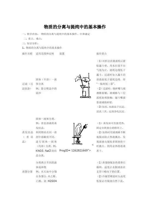 物质的分离与提纯中的基本操作