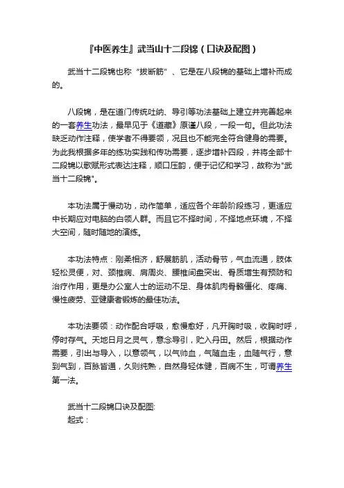 『中医养生』武当山十二段锦（口诀及配图）