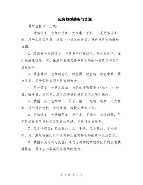 应急救援装备与资源
