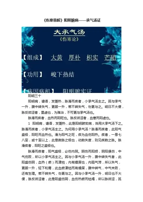 《伤寒悬解》阳明腑病——承气汤证