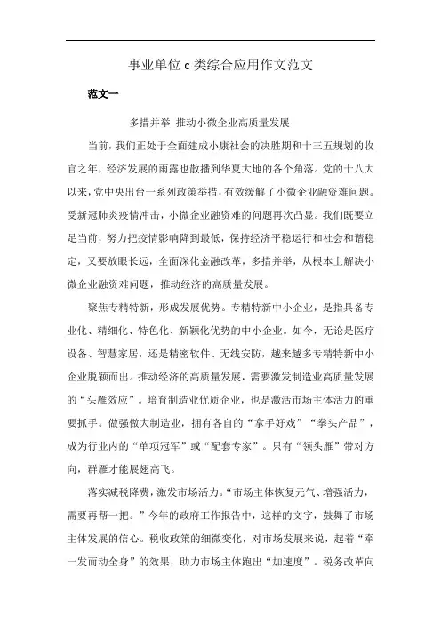 事业单位c类综合应用作文范文