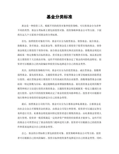 基金分类标准