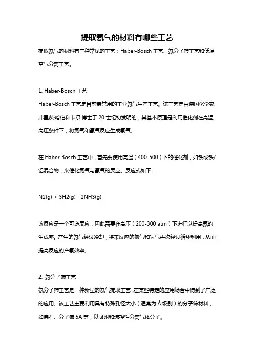 提取氨气的材料有哪些工艺