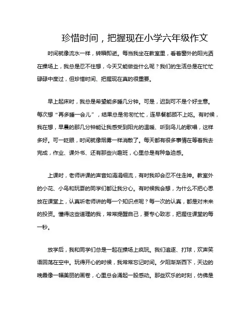 珍惜时间,把握现在小学六年级作文