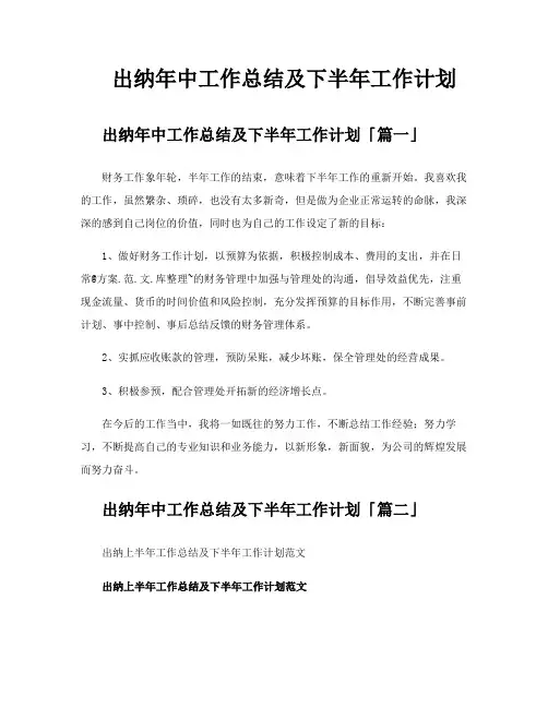 出纳年中工作总结及下半年工作计划