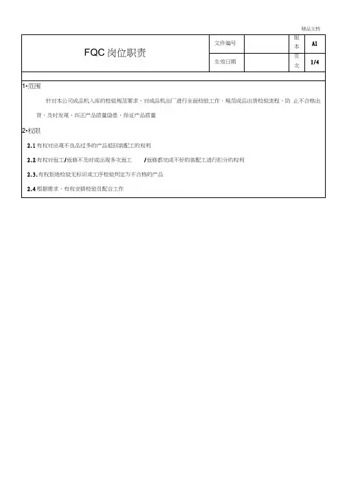 质检员成品检验岗位职责(最全面)