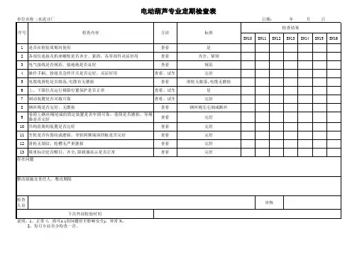 电动葫芦专业定期检查表