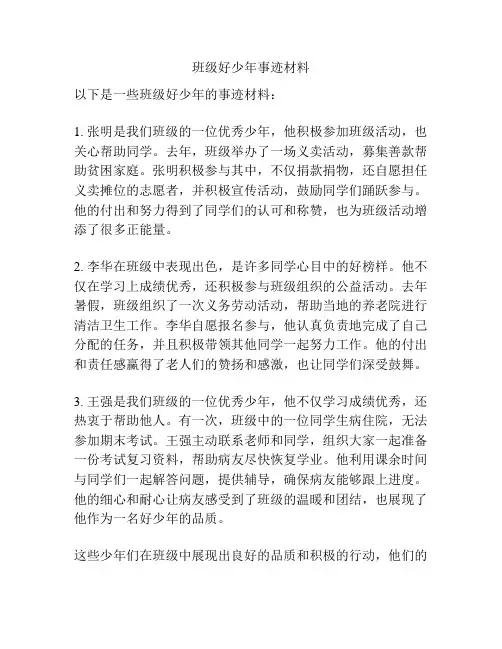 班级好少年事迹材料