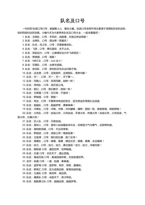 队名及口号大全