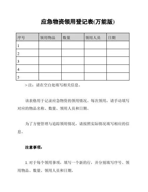 应急物资领用登记表(万能版)