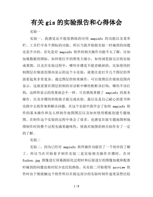 有关gis的实验报告和心得体会