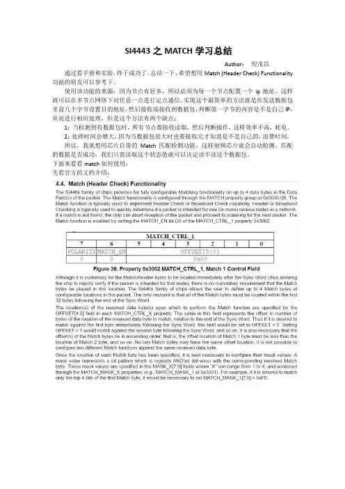 SI4463之如何使用Match (Header Check) Functionality